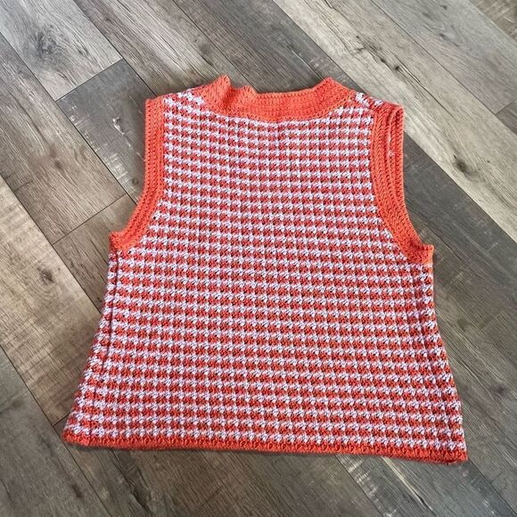 ZARA LILAC PURPIE ORANGE CROCHET CHECK 60'S INSPIRED TOP size L - Picture 2 of 8